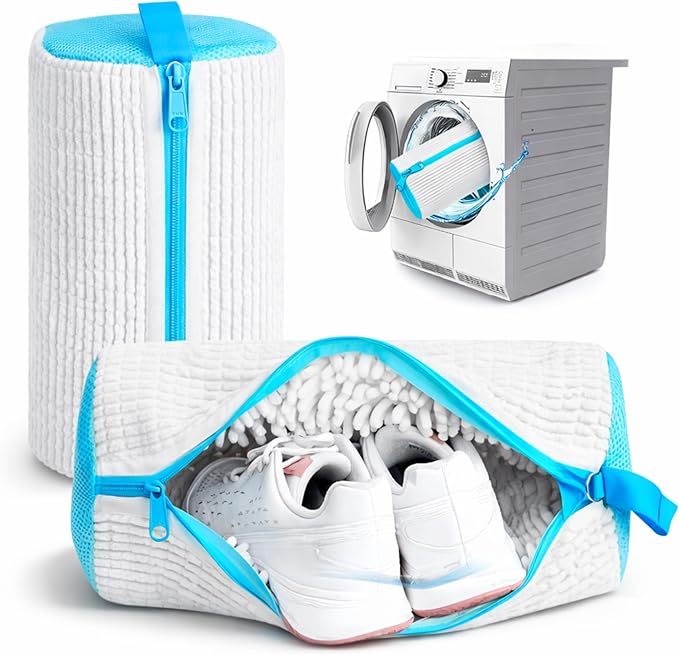Shoe Washing Machine Bag, 2 Pack XXL Laundry Bag for Washer & Dryer, Mesh Sneaker Wash Cleaner, Heavy Duty Zipper, Protects Shoes & Machine, Reusable