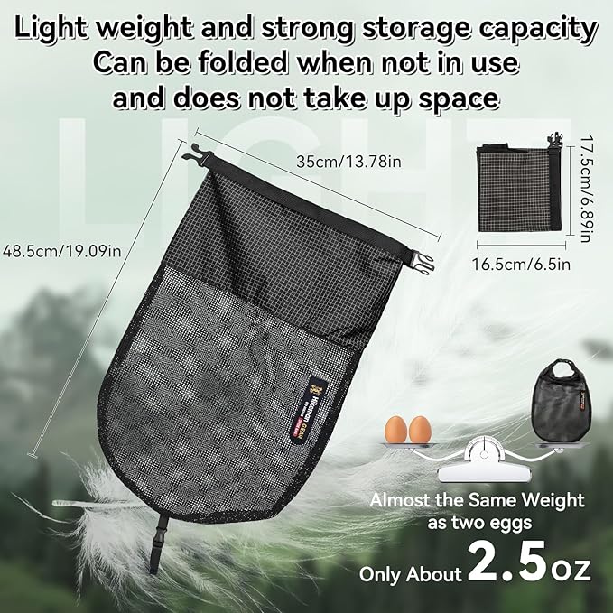 HIKEMAN Mesh Shoe Storage Bag for Hiking, Backpack External Storage Pouch, Attach to Backpack for Hiking, Camping, Backpacking & Outdoor Activities (Black, M)