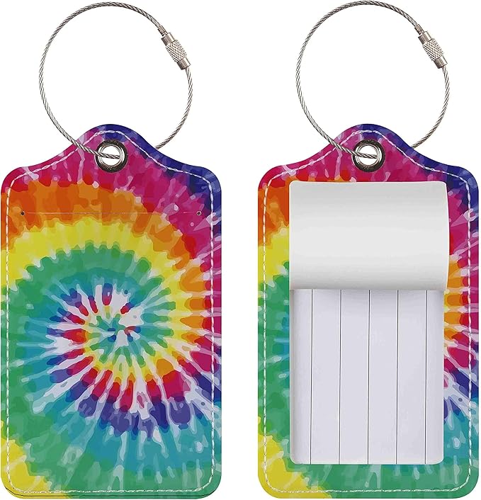 Luggage Tags for Suitcases, 2 Pack Cute PU Leather Suitcase Tag Identifiers TSA Approved with Stainless Steel Loop and Address Card for Baggage Tag for Cruise Airport Travel Essentials by Chelmon
