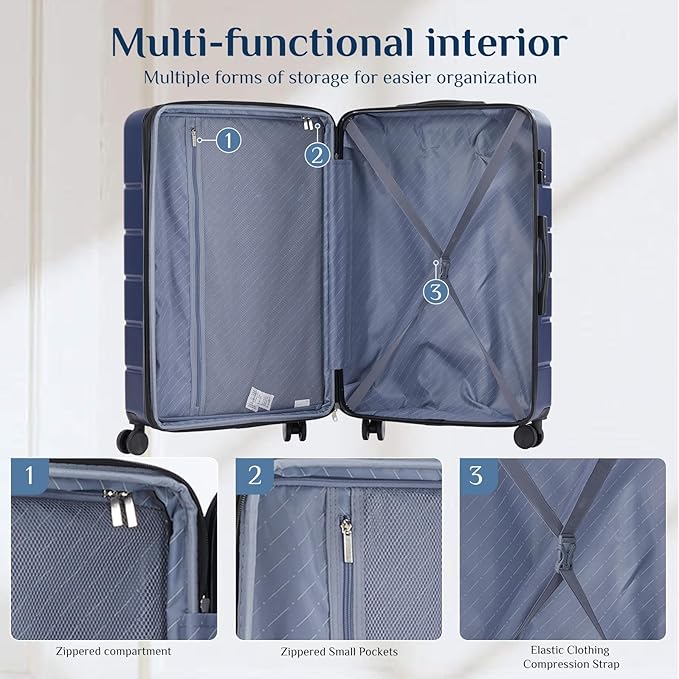OLIXIS 29 Inch Luggage, Hardside Checked Suitcase with Spinner Wheels, Lightweight ABS Hard Shell Travel Luggage, TSA Approved Lock, Expandable Large Suitcase for Business & Travel–Blue