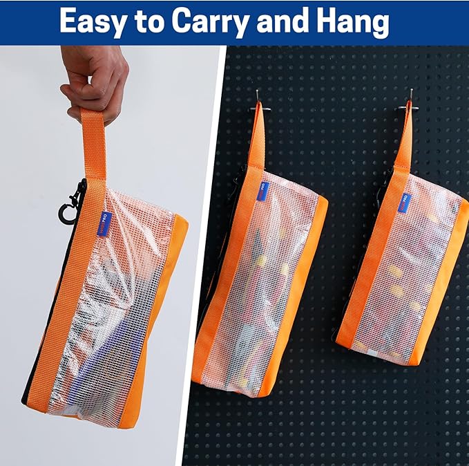 Zipper Tool Pouches, Multi-Purpose Utility Tool Bags Organizer for Small Hand Tools, Screws, Nails, Hardware, Pliers & Wrenches, Storage Pouch Set for Electricians, Plumbers, HVAC & Mechanics