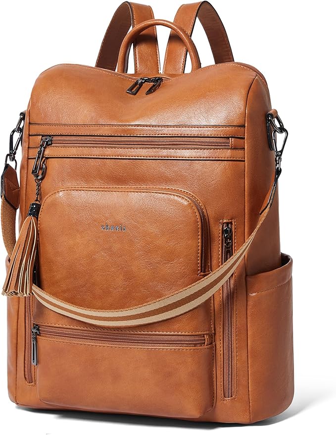Shrrie Vegan Leather Laptop Backpack for Women 15.6 inch Work Backpack Fashion Travel Backpack Purse for Business College