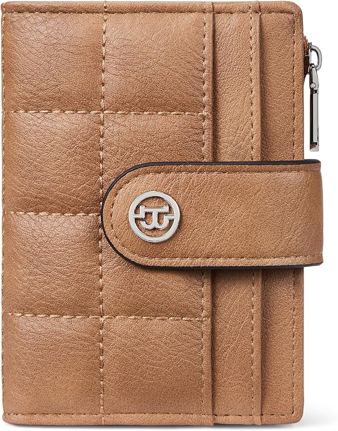BOSTANTEN Small Wallet for Women Leather RFID Blocking Card Holder Bifold Compact Wallets With Zipper Coin Pocket Camel