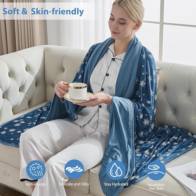 OIGAE Cooling Blanket for Hot Sleepers - Soft & Lightweight Summer Cold Blanket for Night Sweats | Perfect for Bed, Couch, Sofa (Dark Blue, Twin 60'' x 80'')