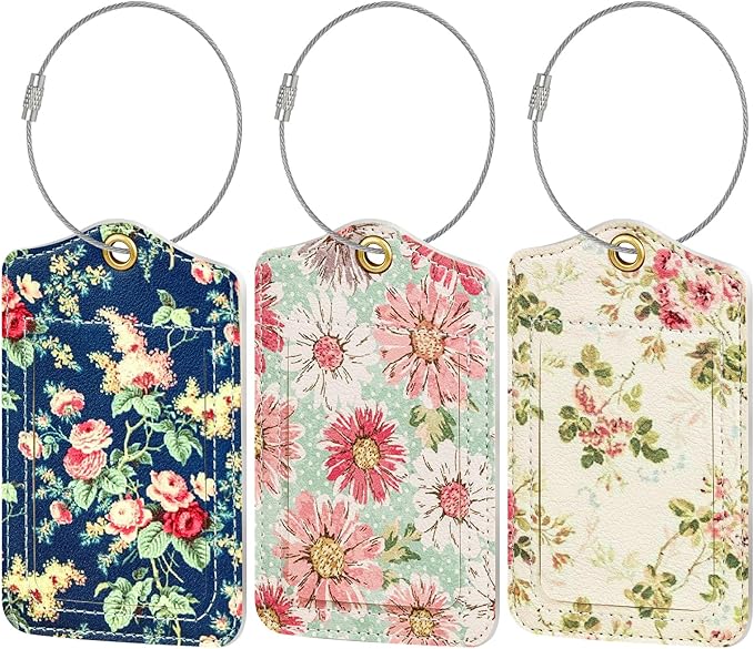 Fishent Luggage Tag, 3 Pack Travel Cruise Luggage Tags for Suitcases, Cute Suitcase Tags Identifiers Bag Tags with Privacy Flap, Baggage Name Tag for Women Men Luggage Backpack Handbag School Bag