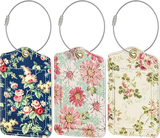 Fishent Luggage Tag, 3 Pack Travel Cruise Luggage Tags for Suitcases, Cute Suitcase Tags Identifiers Bag Tags with Privacy Flap, Baggage Name Tag for Women Men Luggage Backpack Handbag School Bag