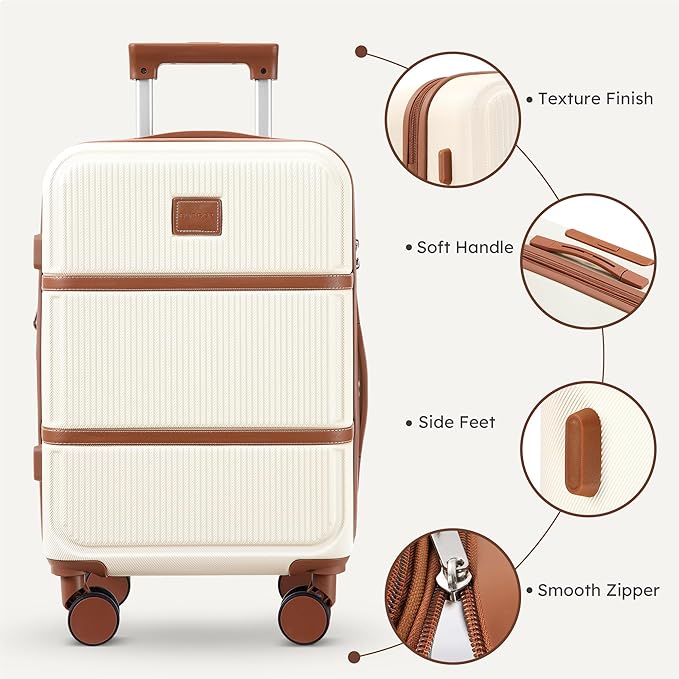 Suitour Expandable 4-Piece Luggage Set (14" 19" 23" 27") ABS Hardside Suitcase Sets with Spinner Wheels Checked Luggage Travel Suitcase