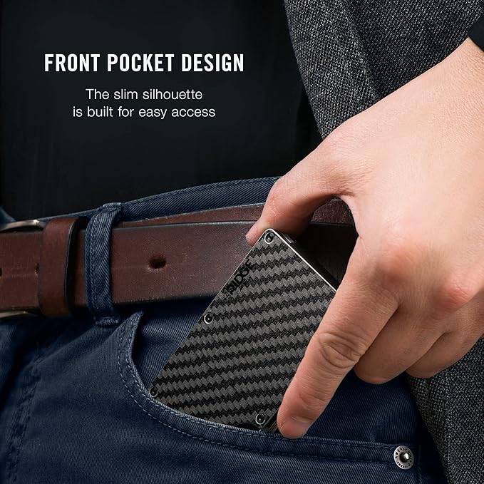 Ridge Wallet for Men - Slim Minimalist Compact Wallet and Card Holder, RFID Protected Front Pocket Wallets for Men with Integrated Cash Strap