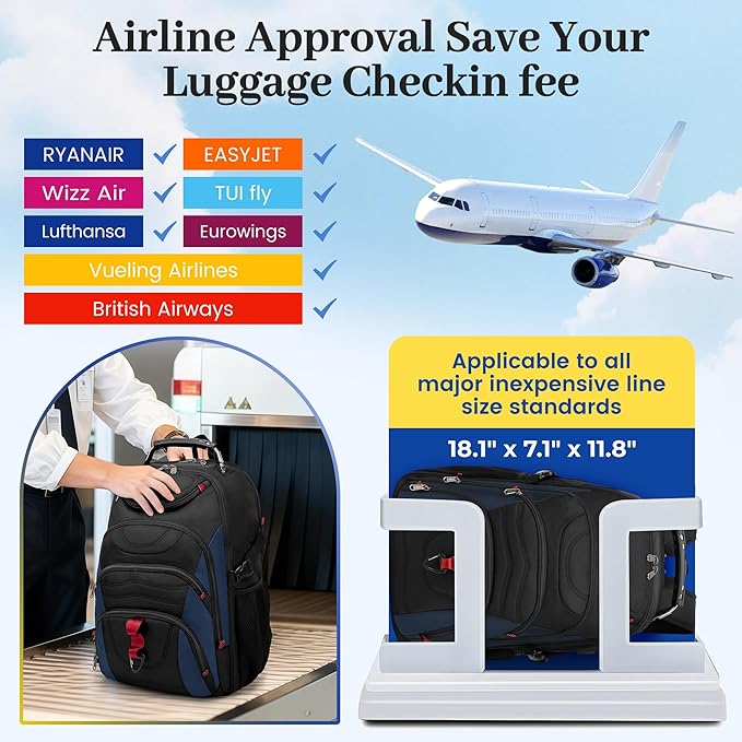 Boavan Vacuum Seal Backpack for Travel with Pump, 55L Large Bag with Zipper‑Off Detachable Vacuum Compression Bag Waterproof Carry On Large Travel Bag for Airline，Bags and Backpack Used Independently