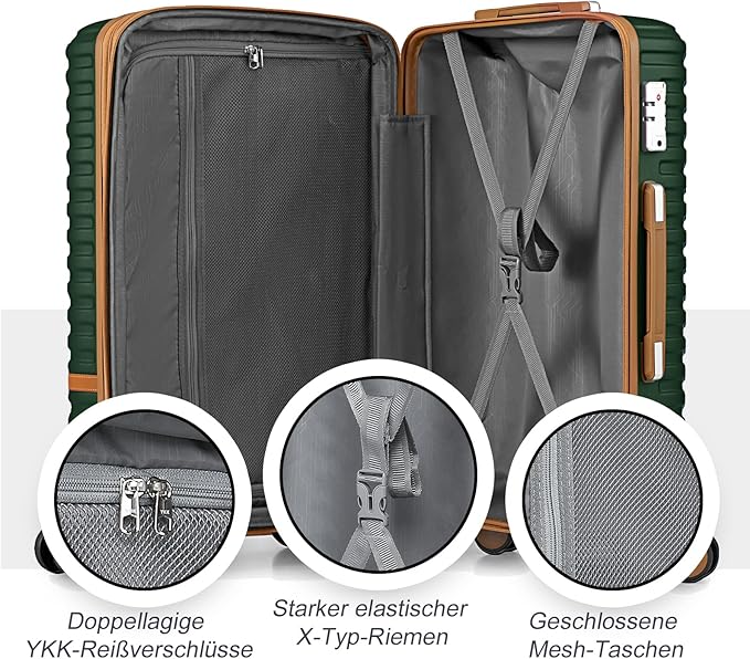 Joyway Carry on 20Inch &24 Inch Checked Luggage Set, 2-Piece Expandable Suitecase Set with Spinner Wheel, Hard Shell Suitcase with TSA Lock(Green)