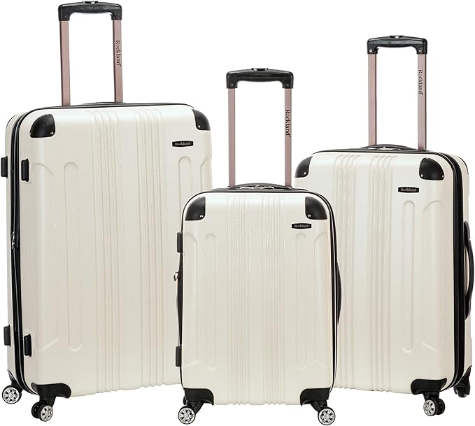 Rockland London Hardside Spinner Wheel Luggage, White, 3-Piece Set (20/24/28)