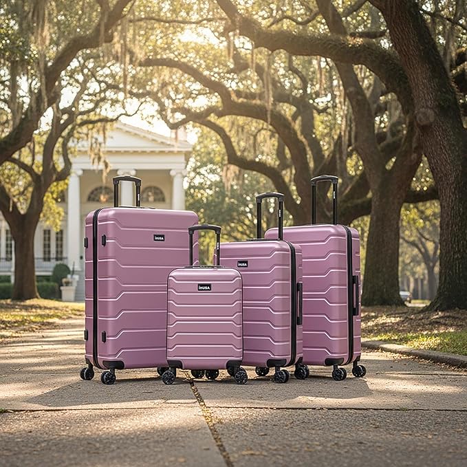 InUSA TREND Luggage with Spinner Wheels | Durable Lightweight Hardside Suitcase, Travel Sets with Handle and Trolley | (20in, 24in, 28in, 32in) 4 Piece Set | Rose Gold