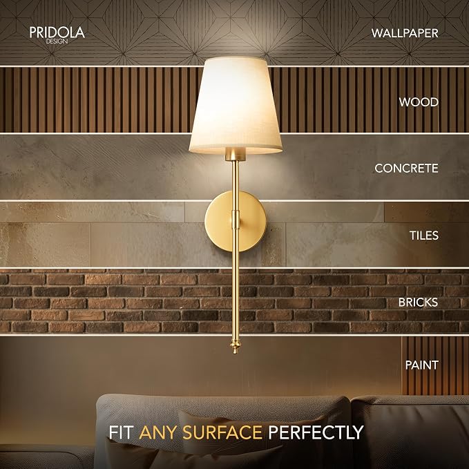 Set of 2 Wireless Wall Sconces - Stick-On or Screw Mount for Easy Installation with Rechargeable LED Bulbs, Remote Controlled, Adjustable Brightness & Warmth, Living Room Wall Decor (Black)