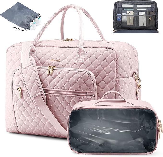 LOVEVOOK Travel Duffle Bag - Women's Weekender Carry On Overnight Laptop & Gym Bag With Toiletry/Shoe Pocket, Hospital Labor Bag
