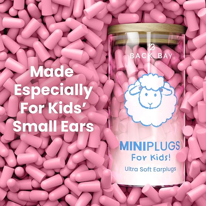 MiniPlugs - Earplugs for Kids (Age 4-9) Skin-Safe Lab Tested Extra Small Ear Plugs for Kids, Children's Ear Plugs for Sleeping, Slim Fit Toddler Earplugs Noise Reduction, Child Concert Protection