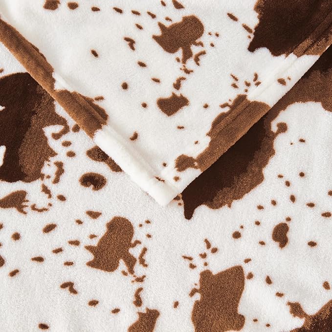 Cow Print Blanket 60"x80", Ultra Soft Flannel Cow Throw Blanket for Couch Bed and Travel, Cow Print Throw Blankets for Bed, All Seasons Blanket 60"x80" (Light Brown)