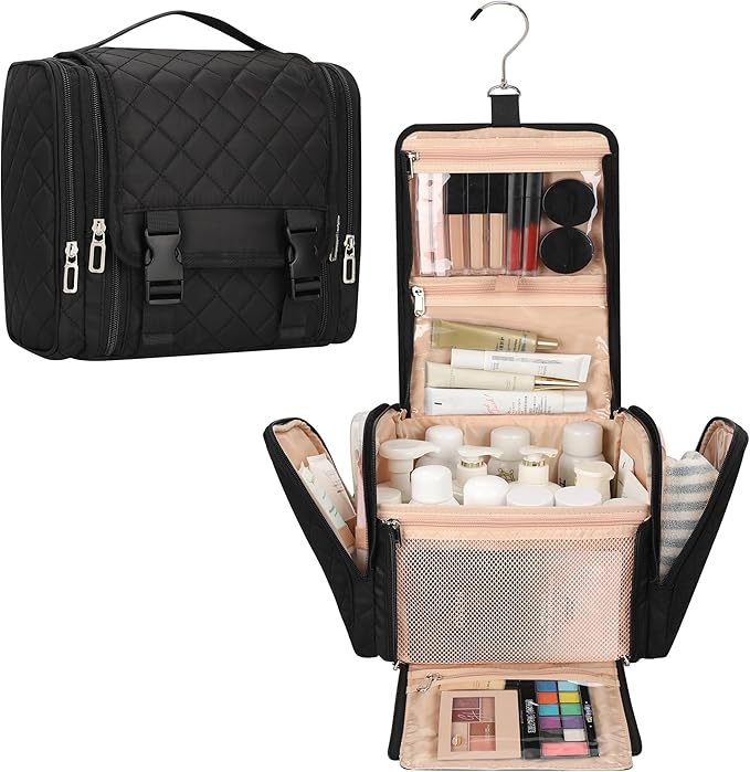 Hanging Toiletry Bag for Women, Travel Toiletry Bag Standing Toiletry Organizer with Hook Large Makeup Cosmetic Bag Portable Hanging Toiletry Organizer Bags for Full-Size Toiletries, Accessories