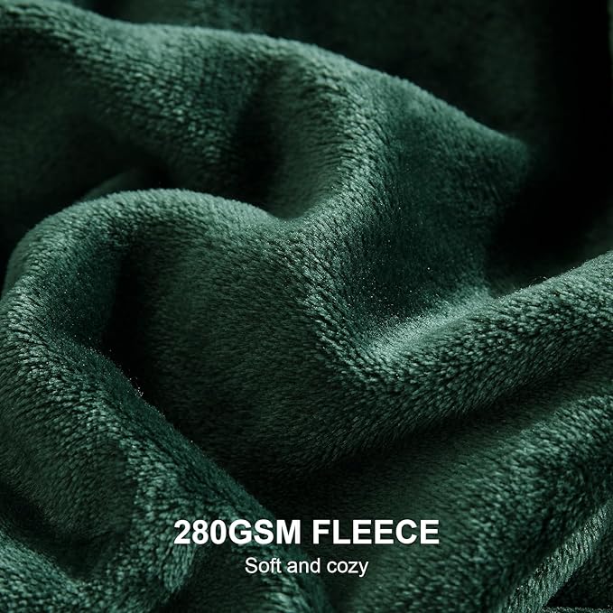 Hansleep Fleece King Size Blanket for Bed Dark Green, Super Soft Flannel Fuzzy Plush Cozy Blanket for All Seasons, Dark Green, King 90x108 Inches