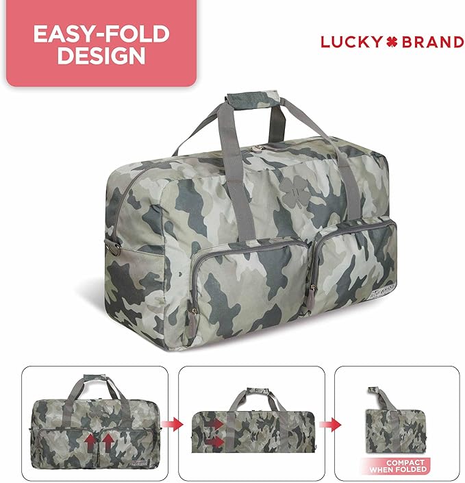 Lucky Travel Duffel Bags 115L, Gym Bag, Travel Bag & Large Duffle Bag for Men, Foldable Overnight Weekender Bags for Women & Men with Adjustable Shoulder Strap, Camo