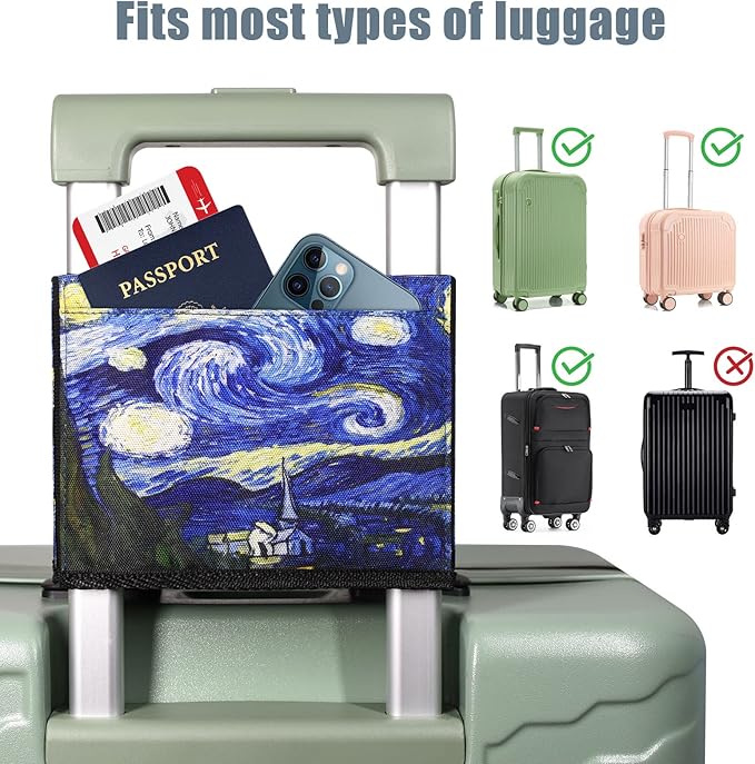 ACdream Luggage Cup Holder, Suitcase Drink Carrier, Free Hand Portable Water and Coffee Caddy Attachment, Flight Attendant Gift Gadgets, Airport Travel Accessories for Airplane, Starry Night