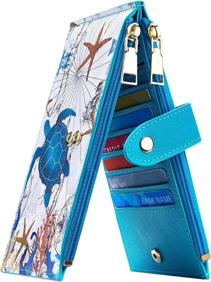 Travelambo RFID Wallet Women Large Size Bifold Multi Card Wallet Case with Zipper Pocke Credit Card Holder for Women