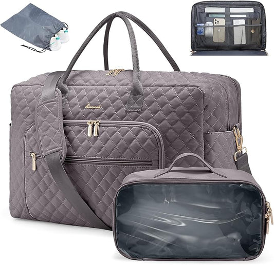 LOVEVOOK Travel Duffle Bag - Women's Weekender Carry On Overnight Laptop & Gym Bag With Toiletry/Shoe Pocket, Hospital Labor Bag