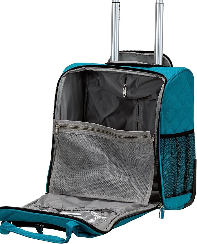 Rockland Melrose Upright Wheeled Underseater Carry-On Luggage, Turquoise, 15-Inch