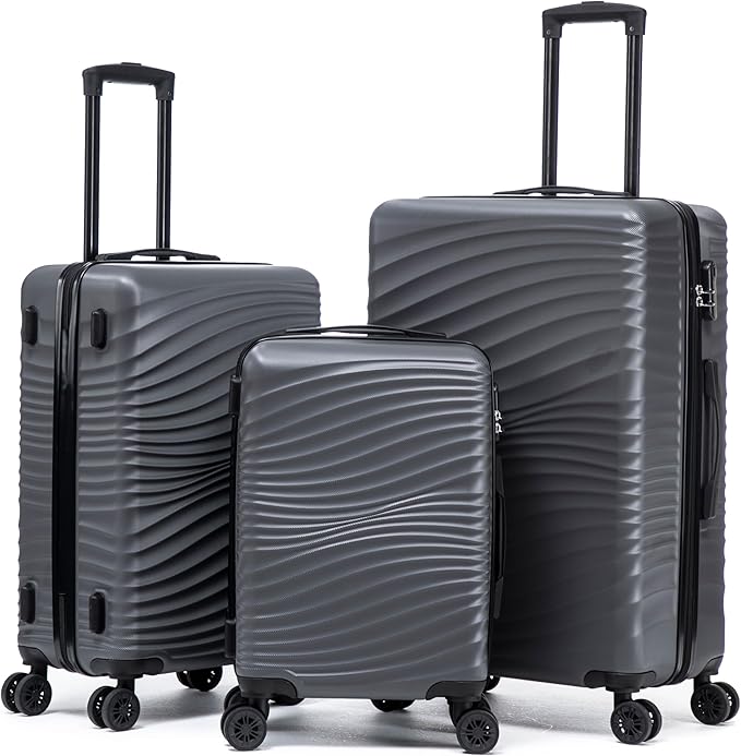 Luggage Sets 3 Piece, ABS Suitcase Set (20/24/28), Hardside luggage with Spinner Wheels, Travel Luggage,14x8x9 Airline Approved Carry on, Lightweight Luggage with High-Security Lock