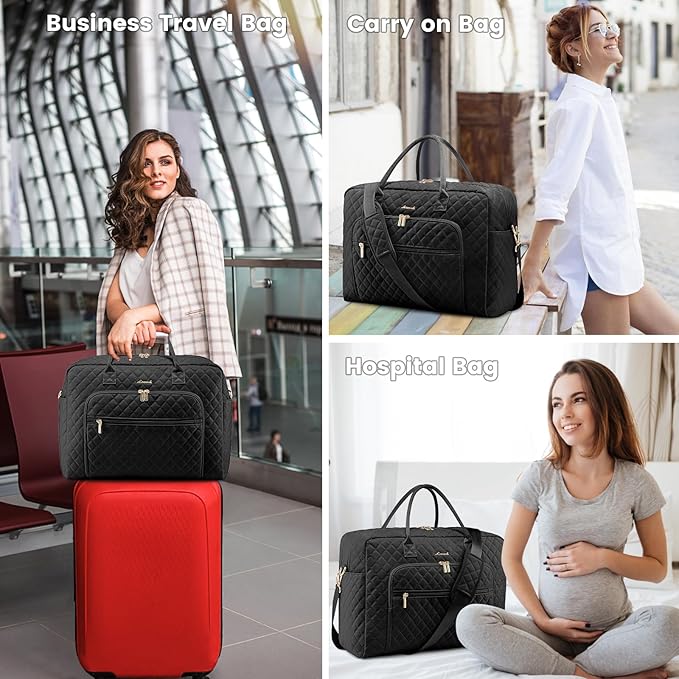 LOVEVOOK Travel Duffle Bag - Women's Weekender Carry On Overnight Laptop & Gym Bag With Toiletry/Shoe Pocket, Hospital Labor Bag