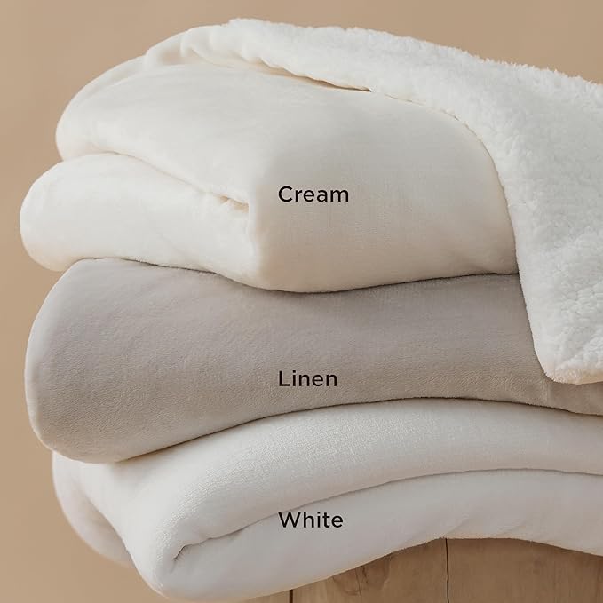 Bedsure GentleSoft Sherpa Fleece Throw Blanket for Couch, Non-Heated, Thick and Warm Throw for Women and Men, Soft Fuzzy Plush Blanket for Winter, White, 50x60 Inches