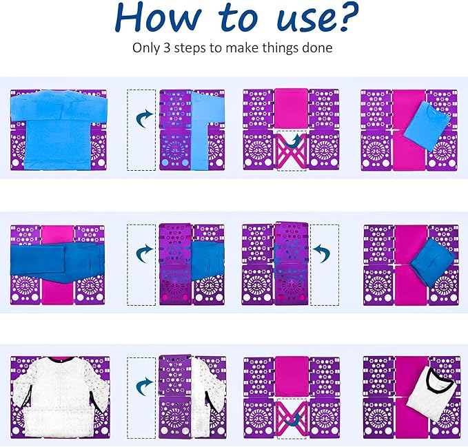 BoxLegend Version 3 Shirt Folding Board t Shirts Clothes Folder Durable Plastic Laundry folders Folding Boards Helper Tool for Adults and Children (Purple)