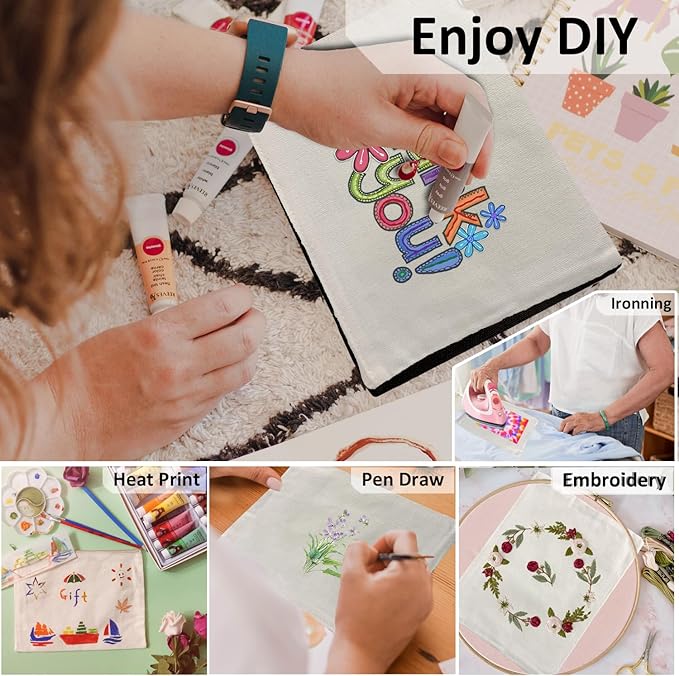 Koolmox Canvas Zipper Pouch, 40 Pack Bulk Cosmetic Bags Embroidery Bag Blank for Tie Dye, Marker, Circuit Projects, Christmas Gifts, Travel Bags for Pen Pencil Zipper Pouch.