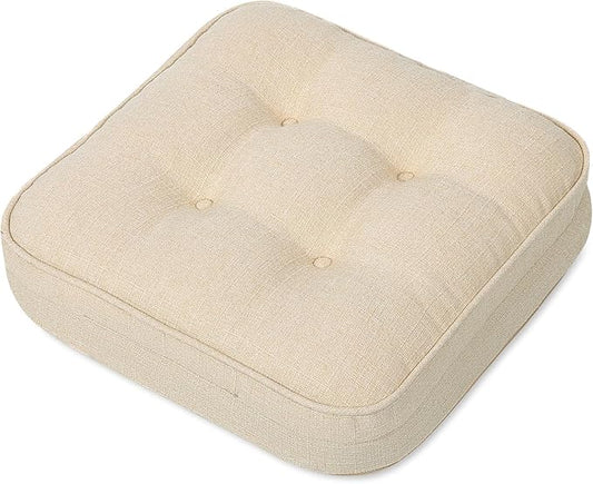 GOFORIT Chair Cushions,Tufted Shredded Memory Foam Chair Pads, Non-Slip Seat Cushions with Removable Cover, 16'' x 16'', Beige