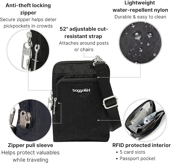 Baggallini Women's Securtex Anti-theft Activity Crossbody Bag
