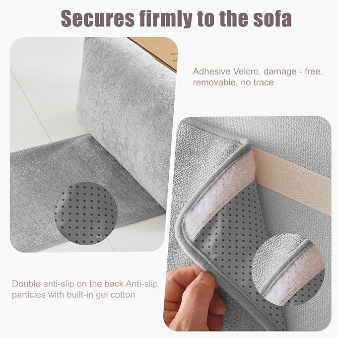 Chenille Neck Pillow for Sofa - Adjustable Headrest, Non-Slip Neck Support Cushion for Pain Relief, Comfortable Chair Pillow, Grey