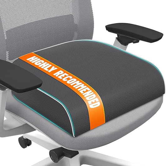 Seat Cushion for Tailbone Pain Relief, Office Chair Cushion, Memory Foam Large Chair Cushion with Non-Slip Cover for Soft Support at Office Chair, Car Seat, Airplane Grey/2X-Large