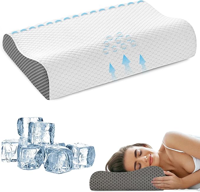 Neck Support Pillow for Pain Relief, Ergonomic Cervical Pillow for Sleeping, Orthopedic Contour Bed Pillow for Side, Back