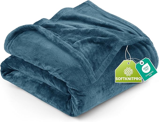 Utopia Bedding Fleece Blanket King Size Stone Blue 300GSM Luxury Fuzzy Soft Anti-Static Microfiber Bed Blanket (90x102 Inch)