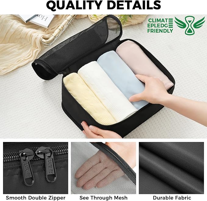 BAGAIL 9 Set Packing Cubes with Packing List Luggage Packing Organizers for Travel Accessories