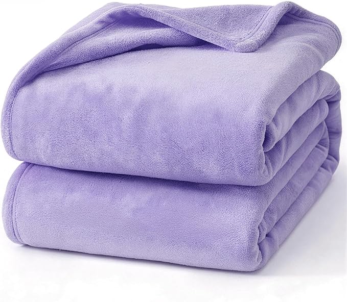 Hansleep Fleece Lilac King Blanket, Super Soft Flannel Fuzzy Plush Cozy Blanket for All Seasons, Lilac, King 90x108 Inches