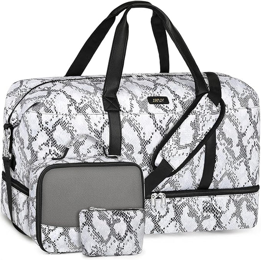 IBFUN Weekender Bags for Women, Travel Duffle Bag with Shoe Compartment Carry on Weekender Overnight Duffel for Weekend Travel Business Trip 3PCS