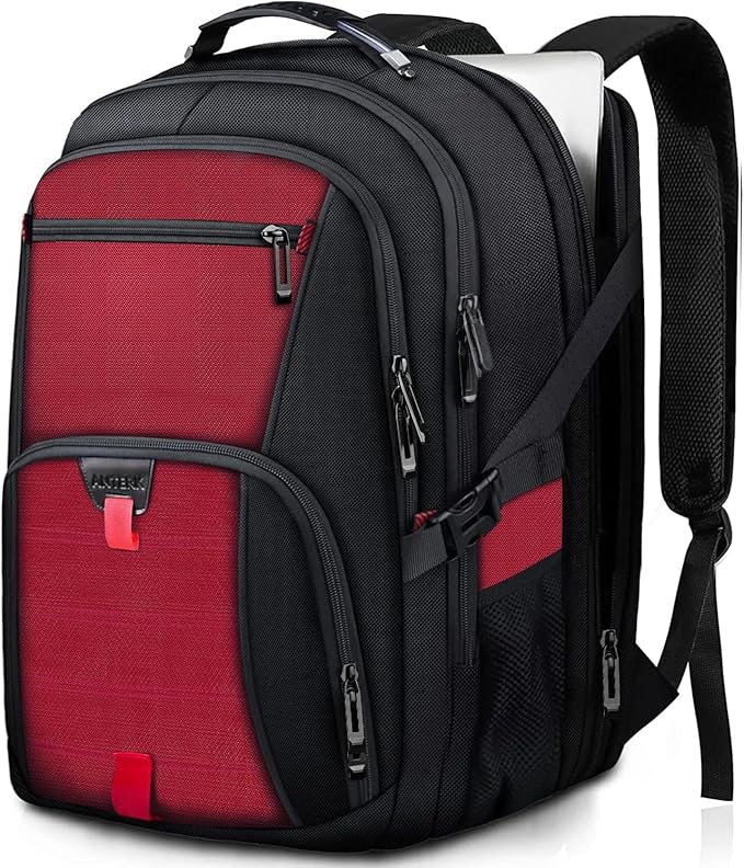 ANTERK Extra Large Backpack, Travel Laptop Backpack, Sturdy TSA Water Resistant 17.3 Inch Carry on Backpacks, Anti Theft Business Computer Backpacks Gifts for Men Women, Red
