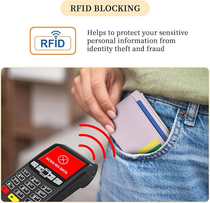 Hancynir Minimalist Small Wallet Women Credit Card Holder, RFID Blocking Slim Mini Card Wallets Cute Front Pocket PU Leather Card Case Thin Travel Zipper Coin Cash Ladies Female Wallet Gifts