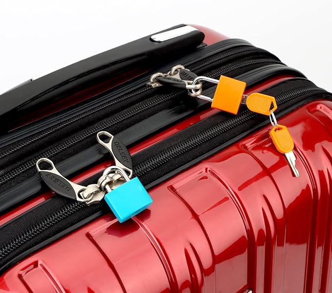 4 Pcs Suitcase Locks with Keys Multicolor Mini Keyed Padlock Febwind Metal Padlock Luggage Padlocks Plastic-Covered Copper Keyed Padlock for Suitcase, Backpack, Boxes, Laptop Bag