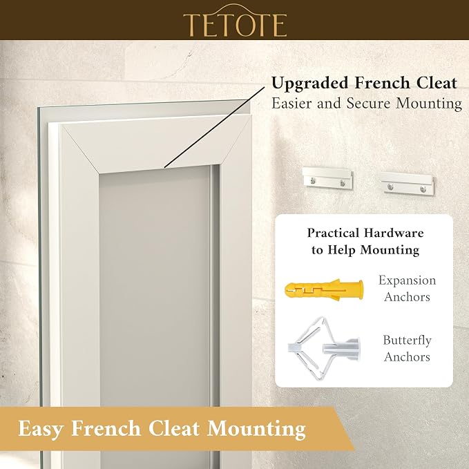 LED Bathroom Mirror 20 x 28 Inch Brighter Light up Mirror for Bathroom Vanity, Front and Backlit Lighted Anti-Fog Wall Mirror with Lights, 3-Color Dimmable, Waterproof, Tempered Glass