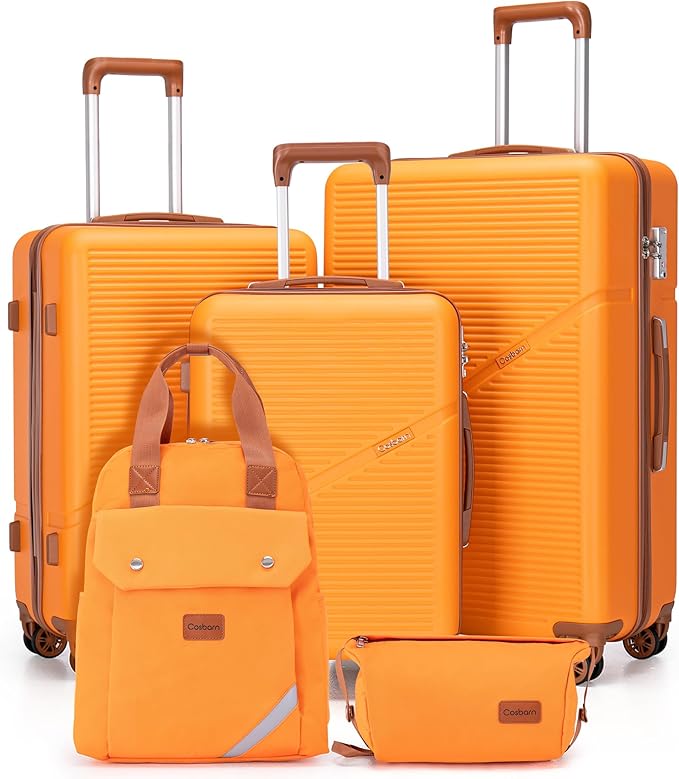 Luggage Sets 5 Piece Suitcases with Wheels, Suitcase Set ABS Hard Case Luggage with TSA Lock Spinner Wheels Durable Travel Luggage (5-Piece Set(20"/24"/28"))