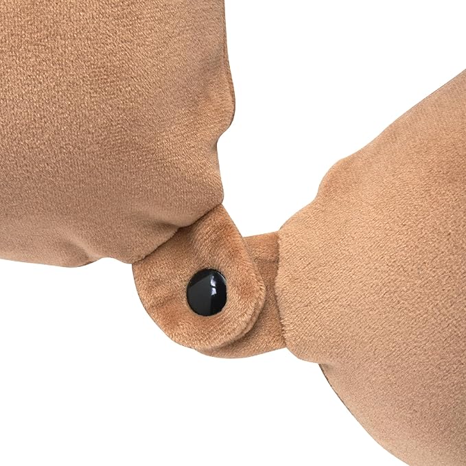 Brookstone Travel Neck Pillow - Lightweight Fleece Casing U-Shaped Stuffable Memory Foam Travel Pillow for Sleeping and Neck Support, Size One Size, Khaki