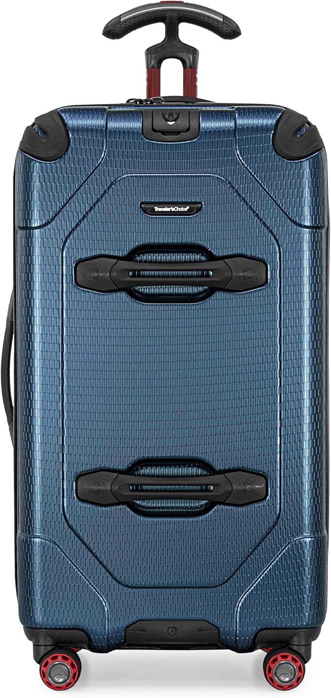 Traveler's Choice Maxporter II Polycarbonate Hardside Trunk with Spinner Wheels, Navy, 28-Inch Medium Trunk