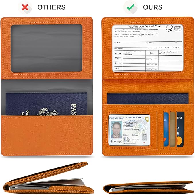 VIDIVICI 2Pack Passport Wallet, Travel Gifts, Travel Accessories - Yellow&Green