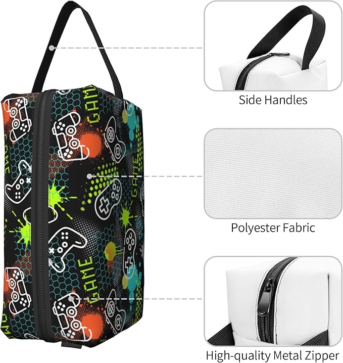 Kids Travel Toiletry Bag for Boys Girls - Waterproof Makeup Pouch Hanging Cosmetic Wash Bags Dopp Kit Shaving Bag for Toiletries Accessories(Game Video)